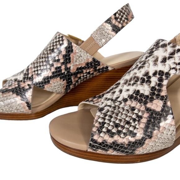 Cole Haan Philomina Python Snakeskin Wedge Heel Sandals Sz 7 - Picture 8 of 10